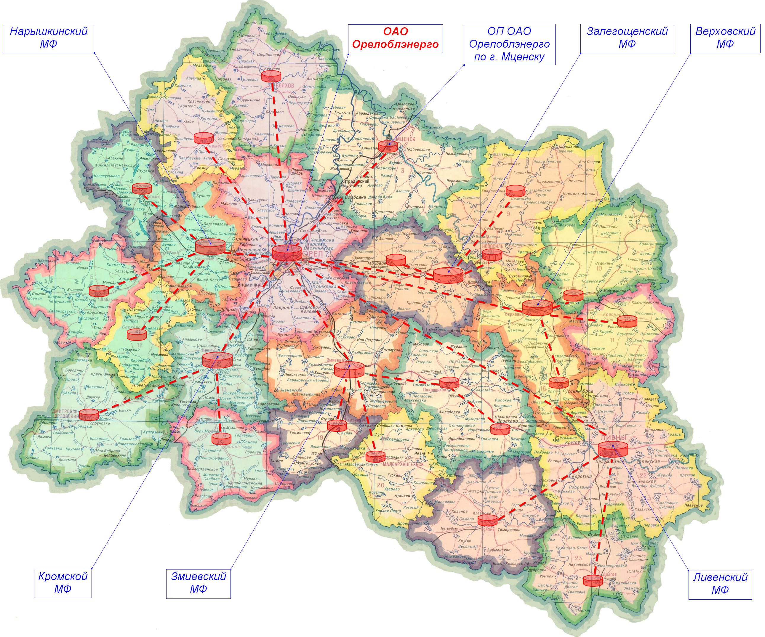 Орловская область карта административная - 80 фото